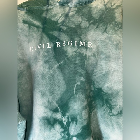 Civil Regime Aqua Marble Rose Embroidered Hoodie NWOT Size Large - Picture 5 of 10